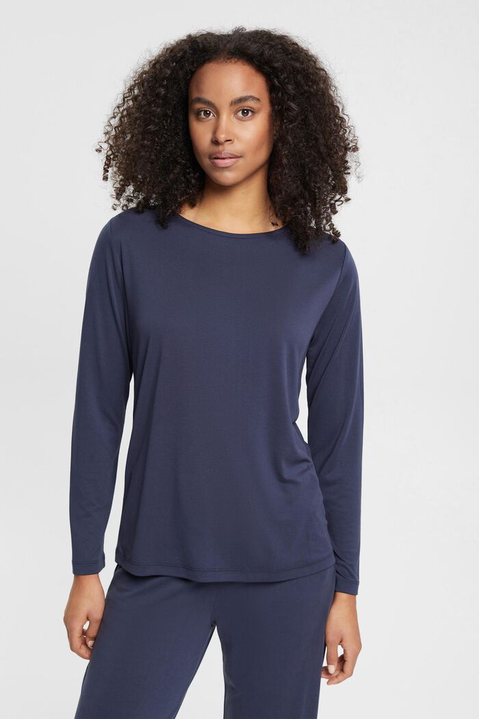 Long sleeved top with keyhole detail, INK, detail image number 0