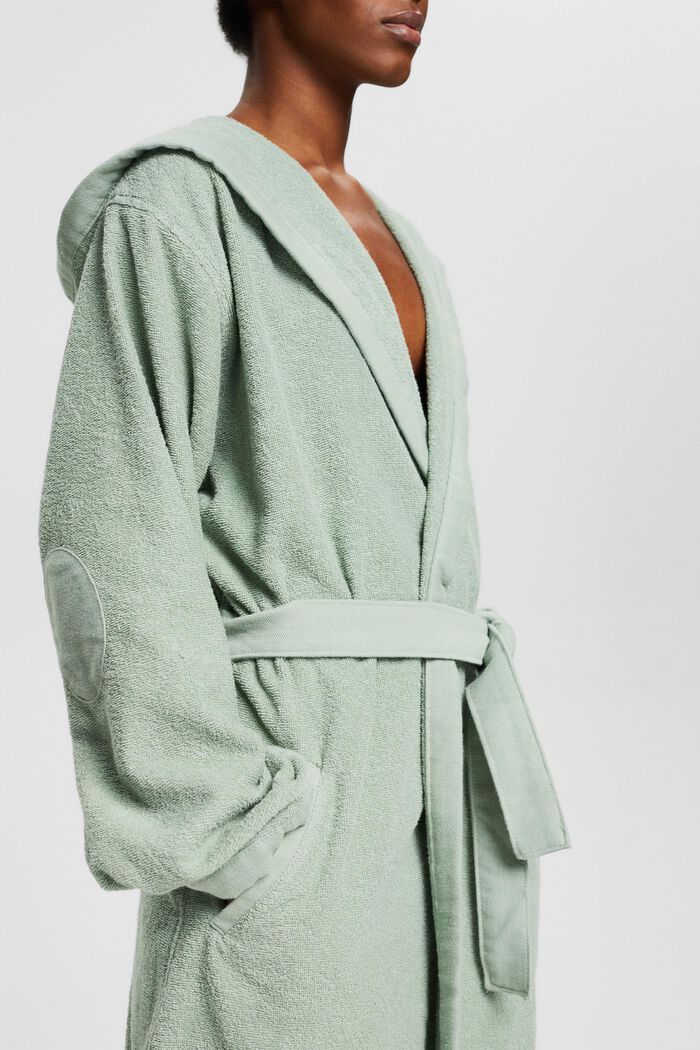Bathrobe with a fixed tie-around belt, SOFT GREEN, detail image number 0