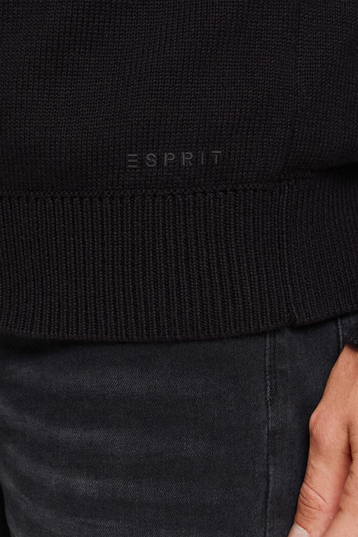 V-neck knit jumper, BLACK, detail image number 0