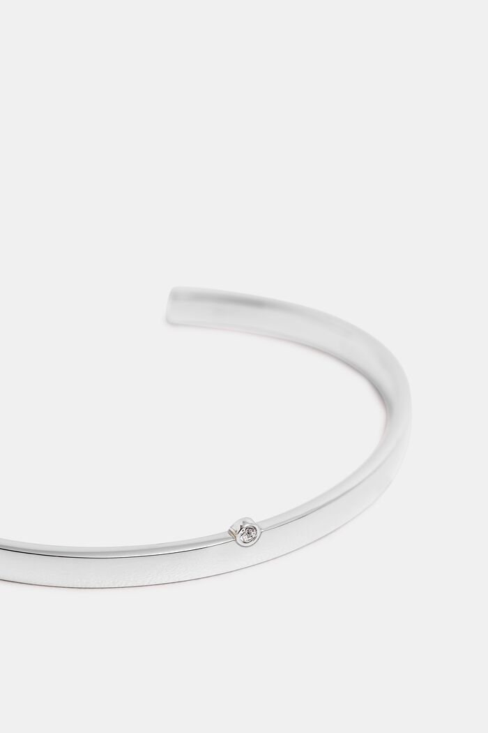 Bangle with zirconia, made of stainless steel, SILVER, detail image number 1