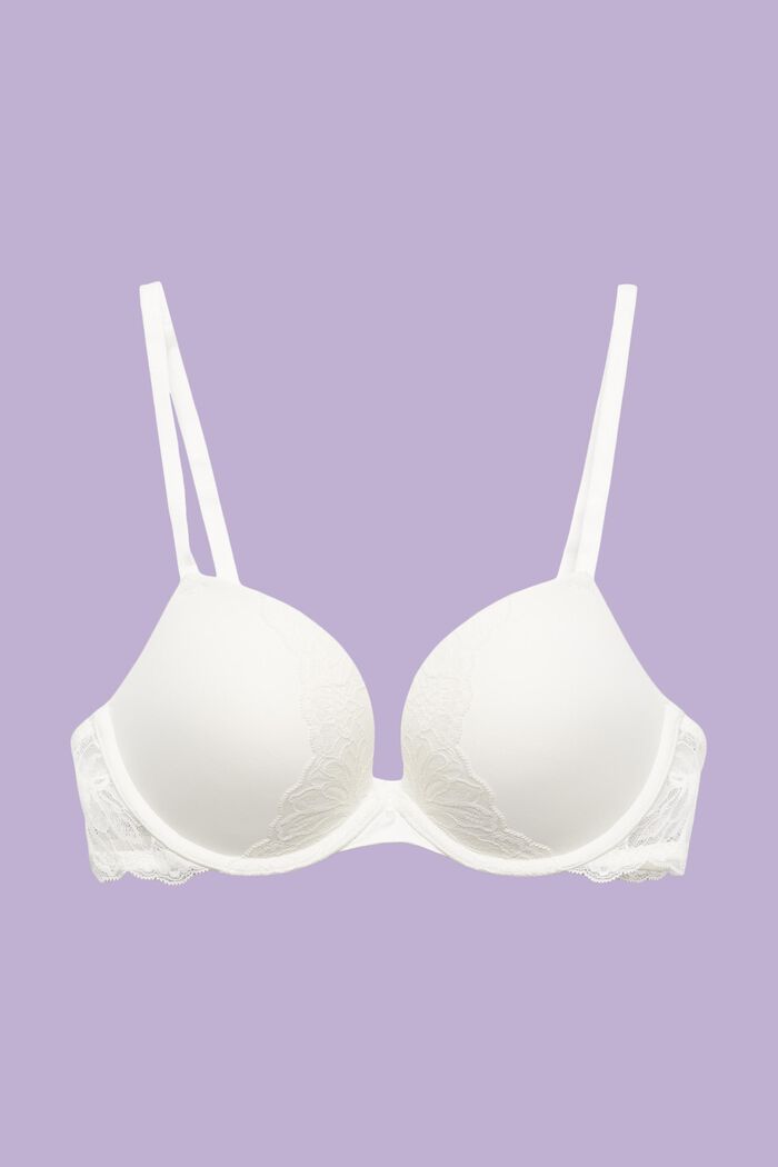 Padded Underwire Lace Push-Up Bra, OFF WHITE, detail image number 4