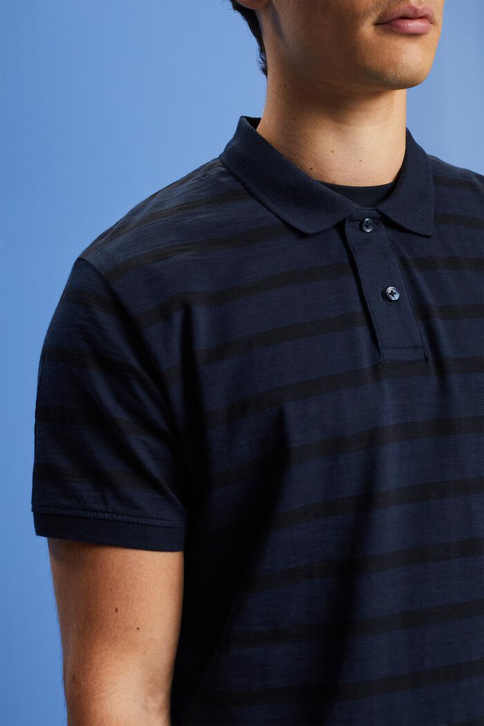 Striped Cotton Polo, NAVY, detail image number 2