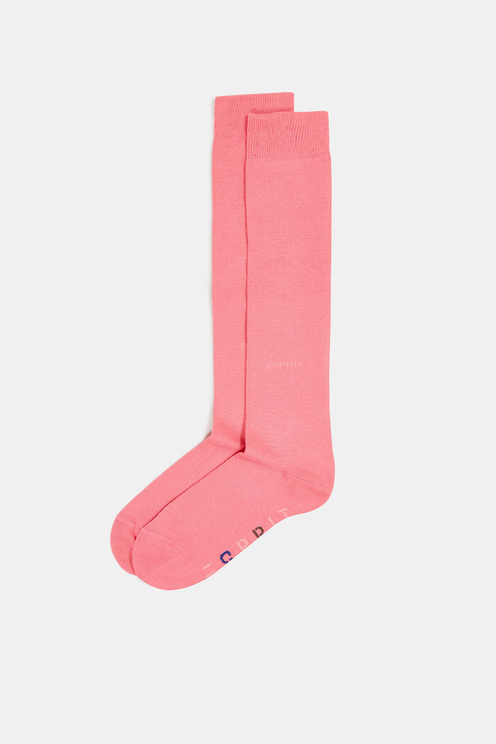 Double pack of knee-high socks with a logo, FUCHSIA, detail image number 0