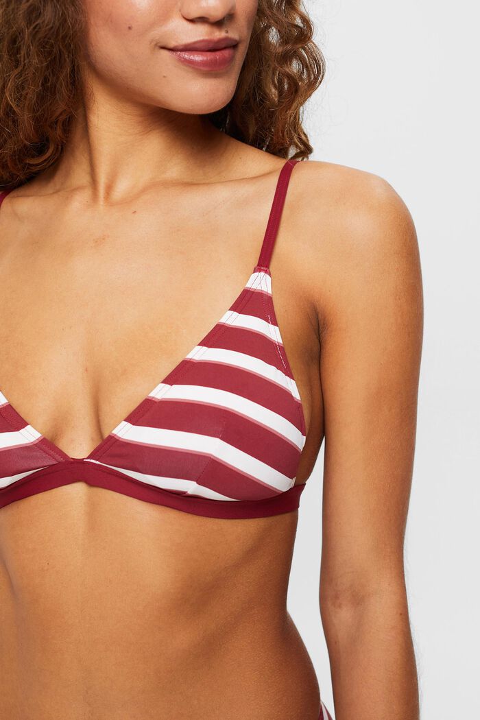 Striped and padded bikini top, DARK RED, detail image number 1