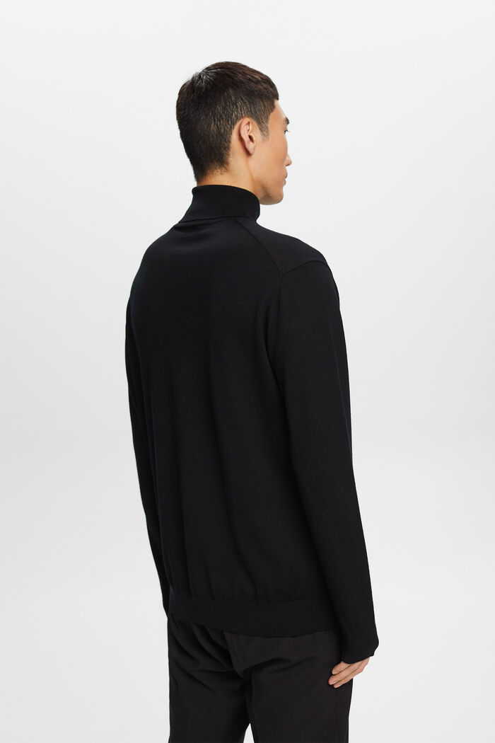 Merino Wool Turtleneck Sweater, BLACK, detail image number 3