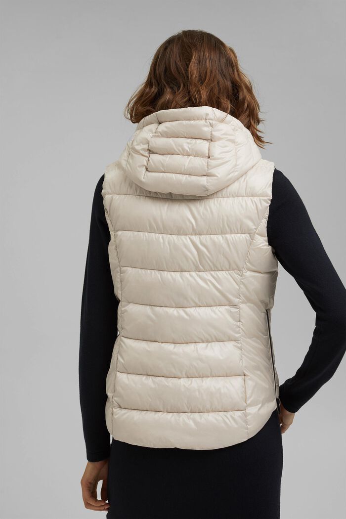 Made of recycled yarn: Body warmer with a detachable hood, CREAM BEIGE, detail image number 3
