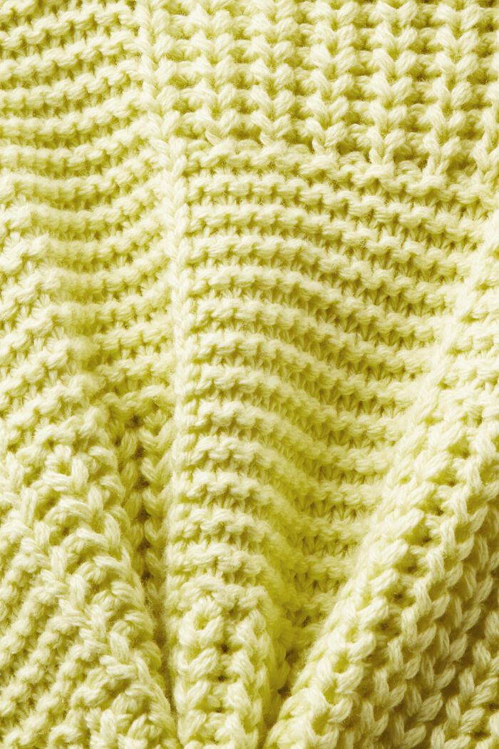 Chunky Knit Shawl Sweater, LIME YELLOW, detail image number 6