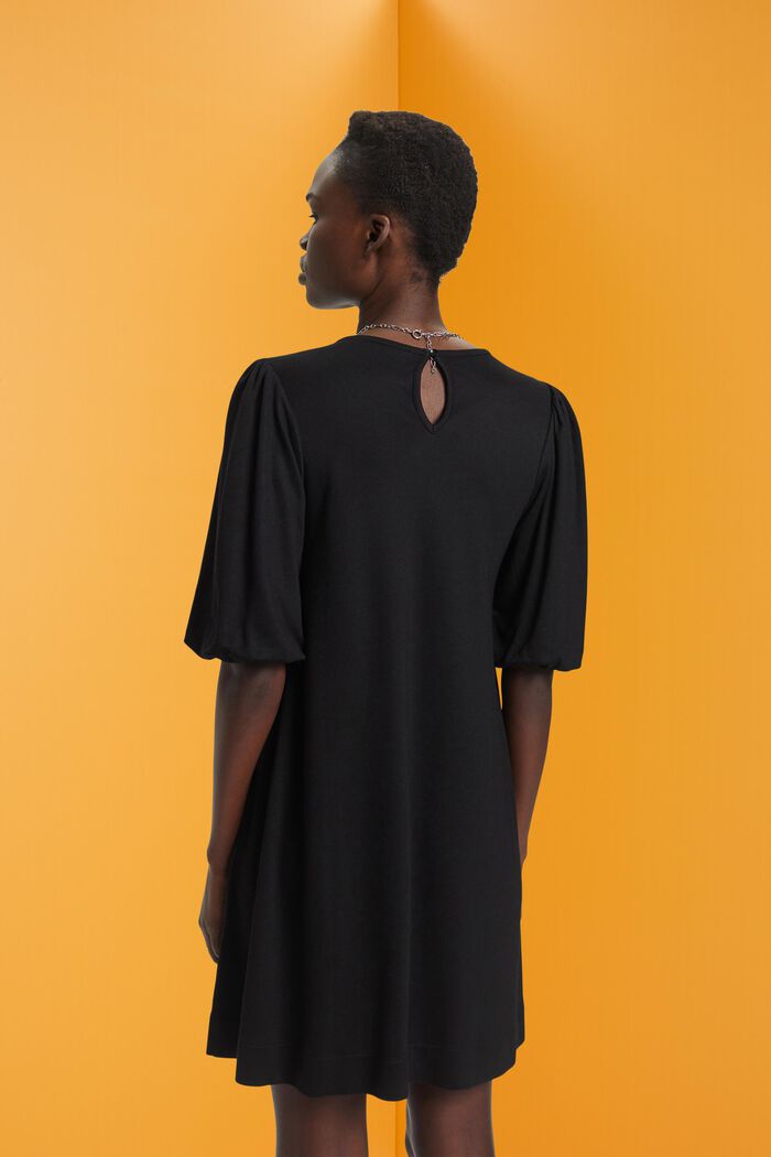 Volume sleeves mini dress, BLACK, detail image number 3