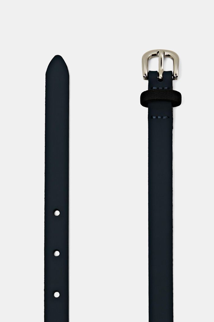 Slim leather belt, TEAL GREEN, detail image number 1
