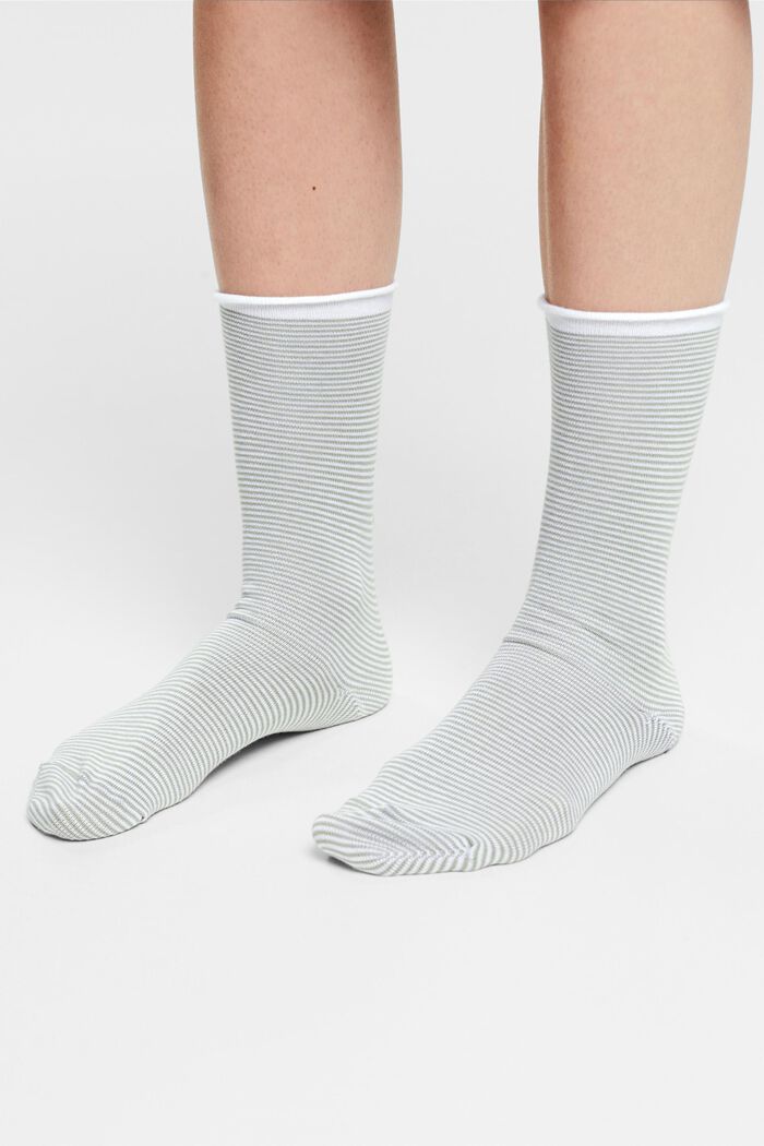 2-pack of striped socks, organic cotton, MINT/GREY, detail image number 2