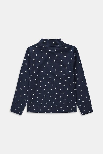 Long-sleeved mock neck top with print