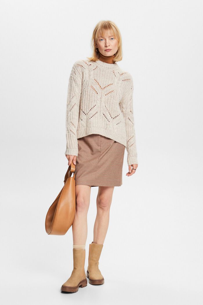Open Knit Wool-Blend Sweater, DUSTY NUDE, detail image number 2