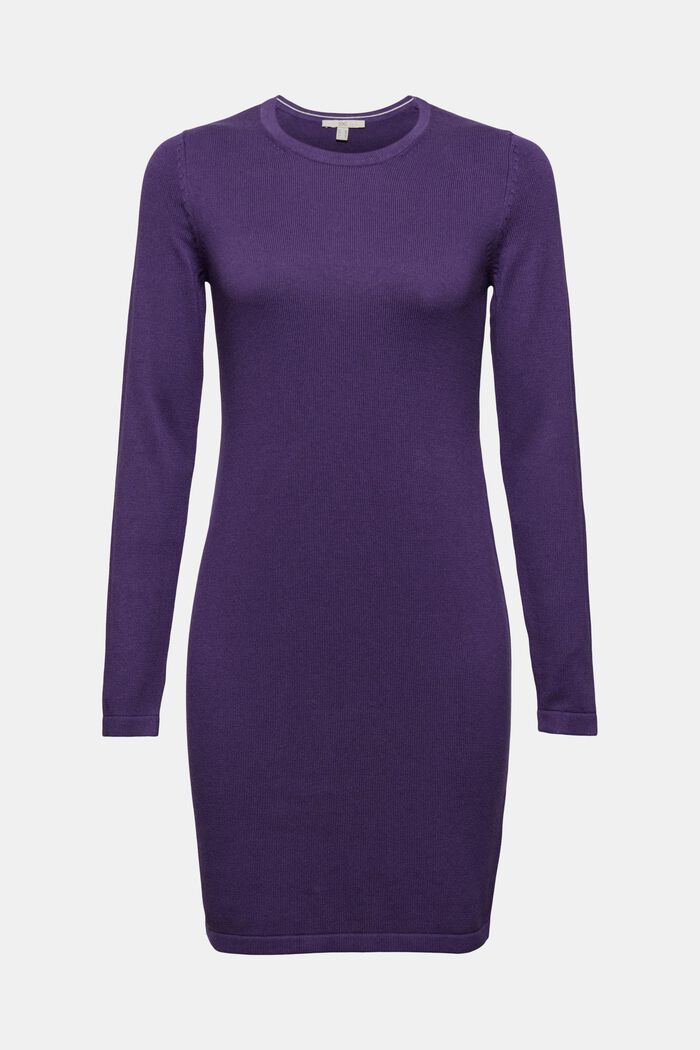 Basic knitted dress in an organic cotton blend, DARK PURPLE, detail image number 2