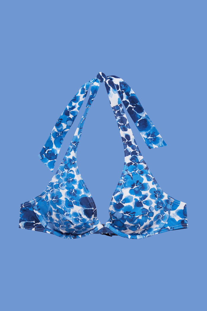 Recycled: halterneck, underwired bikini top, BLUE, detail image number 4