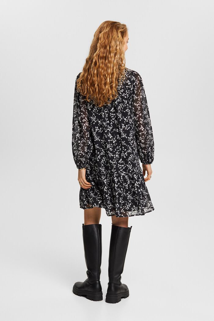 Printed Chiffon Mini Dress, BLACK, detail image number 3