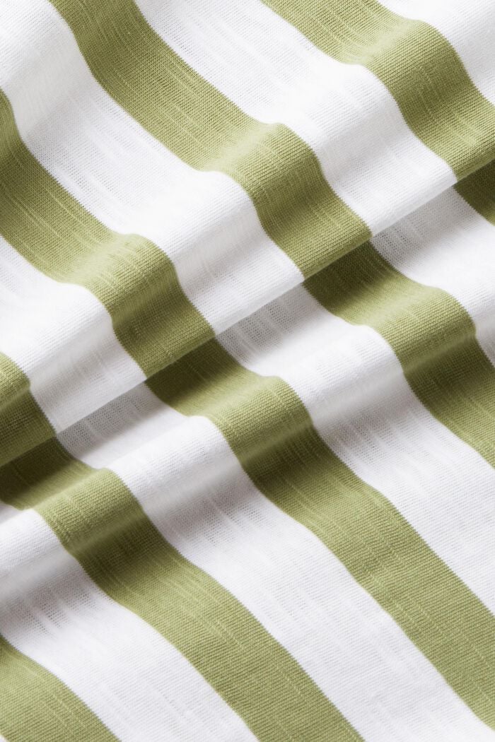 Striped v-neck cotton t-shirt, LIGHT KHAKI, detail image number 6
