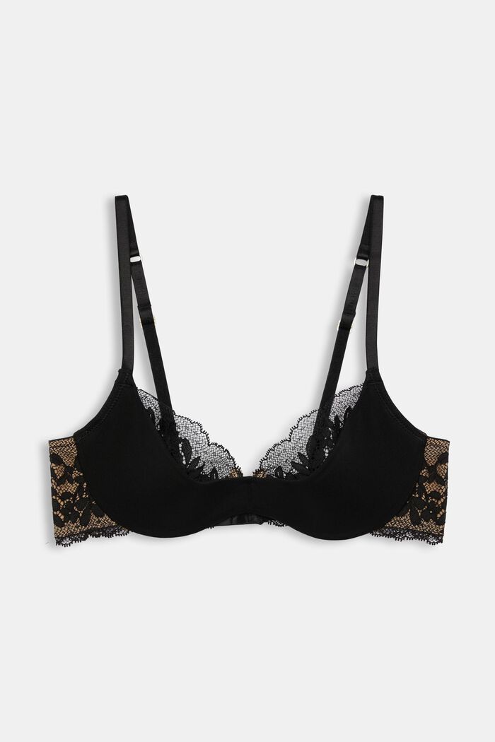 Half-padded underwire bra with floral lace