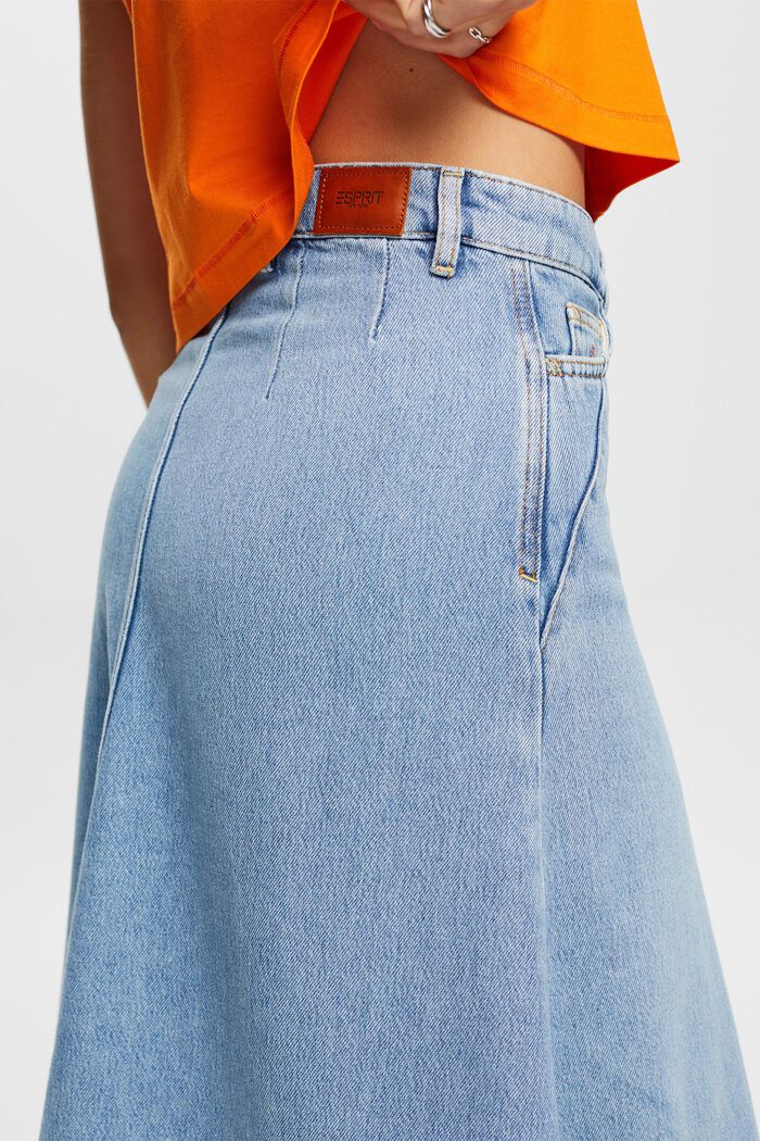 ESPRIT - Jeans midi skirt, cotton blend at our online shop