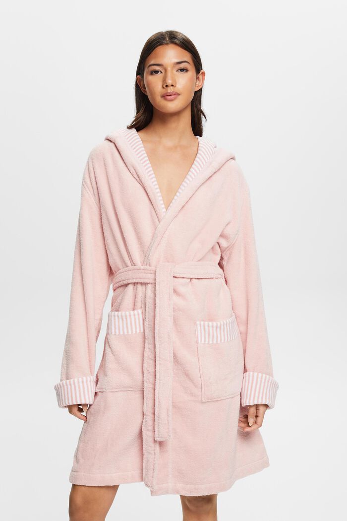 Terry cloth bathrobe with striped lining, ROSE, detail image number 3