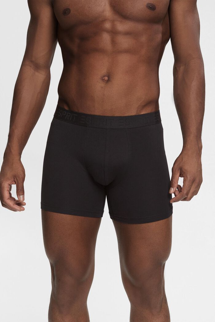 Multi-pack long cotton stretch men's shorts, BLACK, detail image number 1