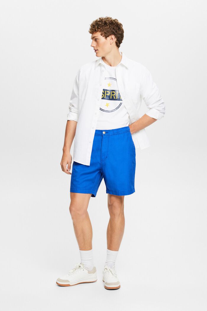 Cotton-Linen Bermuda Shorts, BRIGHT BLUE, detail image number 0