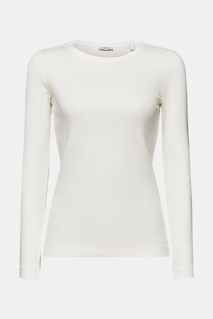 Ribbed Crewneck Top, OFF WHITE, detail image number 6
