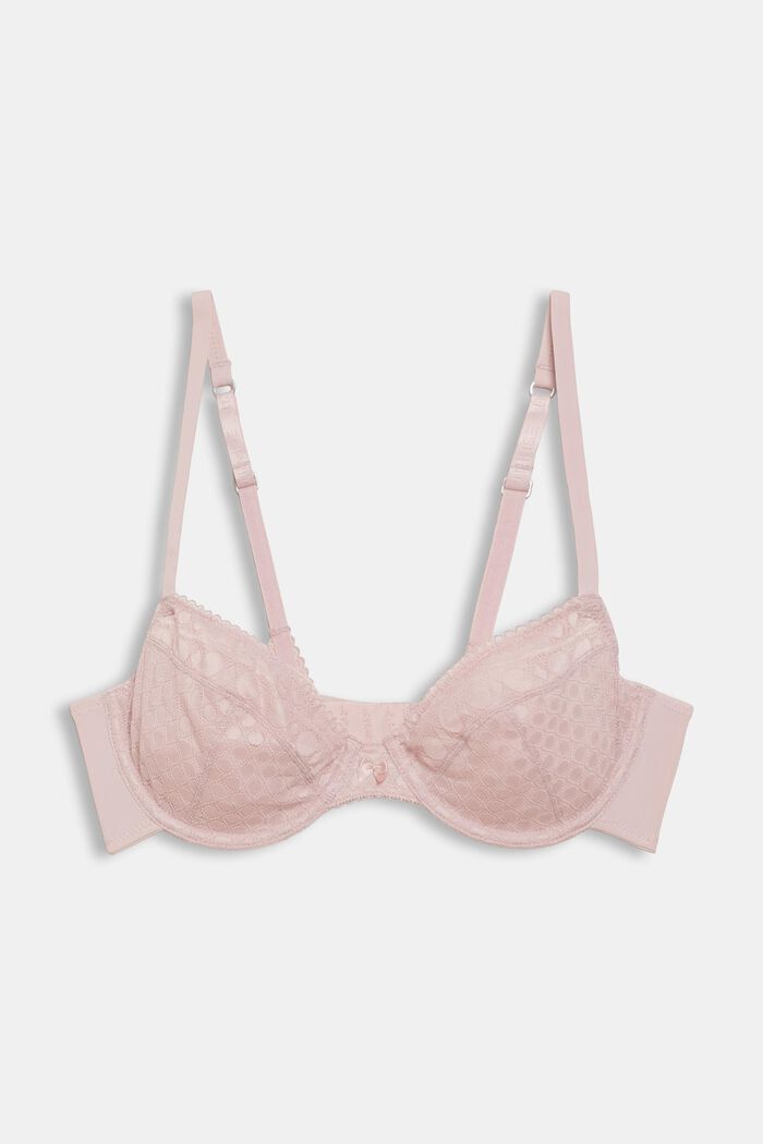 Lace underwire bra, OLD PINK, overview