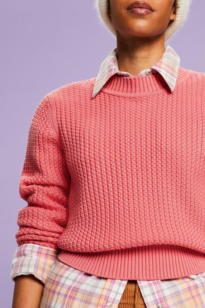 Structured Knit Crewneck Sweater, PINK, detail image number 2