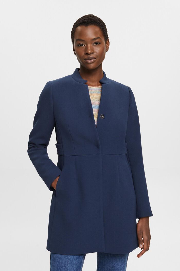 Waisted coat with inverted lapel collar, NAVY, detail image number 0