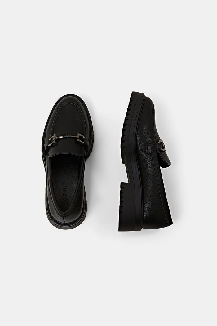 Vegan Leather Platform Loafers, BLACK, detail image number 5