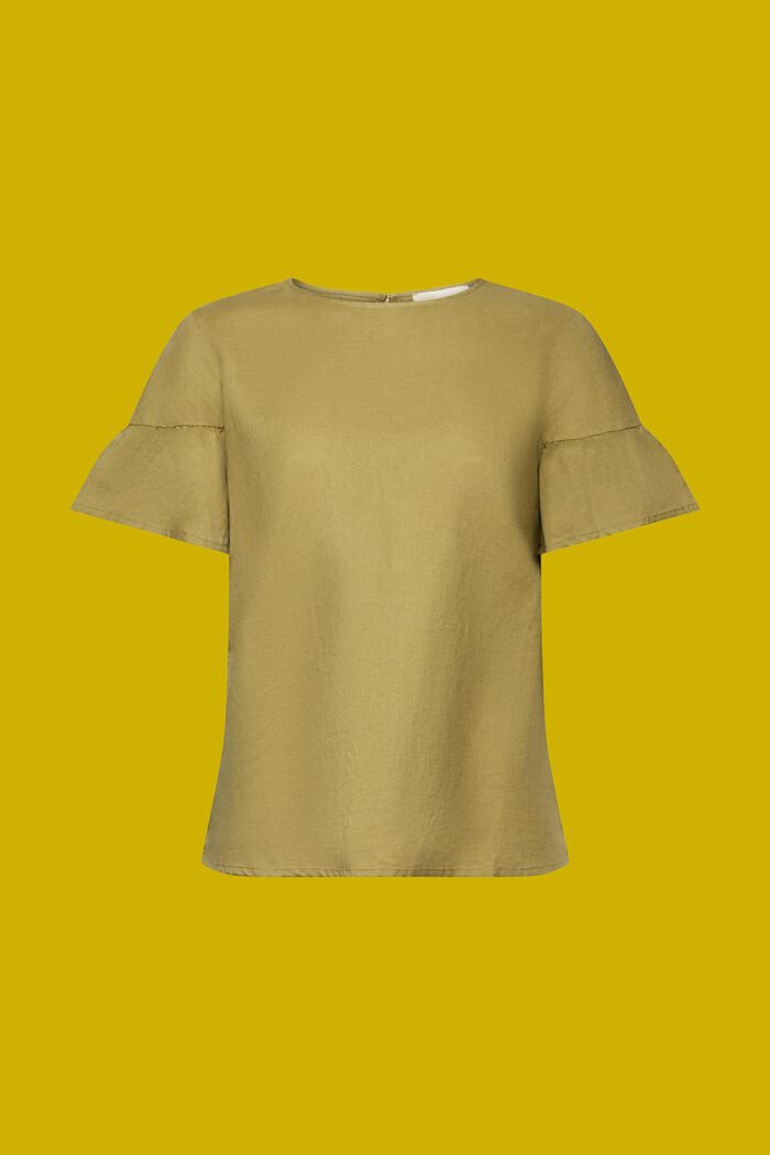 Short sleeve blouse, cotton-linen blend, PISTACHIO GREEN, detail image number 5
