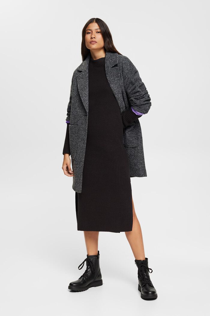 Mottled wool blend coat