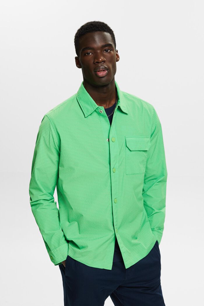Textured Long-Sleeve Shirt, CITRUS GREEN, detail image number 0