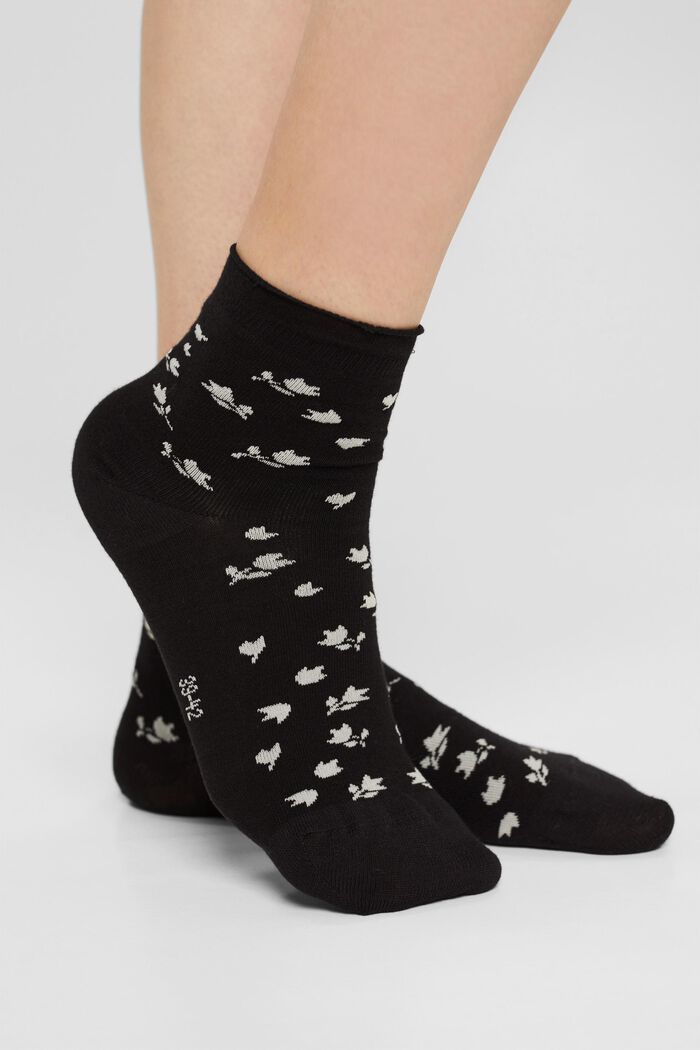 Double pack of short socks made of blended organic cotton, BLACK, detail image number 2
