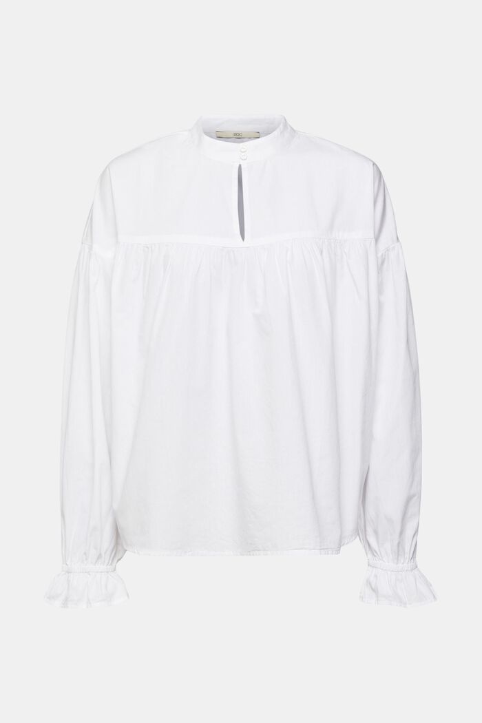 Blouse with ruffled sleeve cuffs, WHITE, detail image number 2