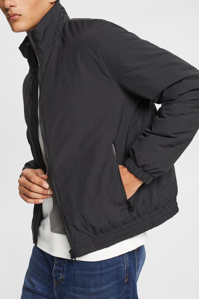 Puffer jacket with stand-up collar, BLACK, detail image number 4