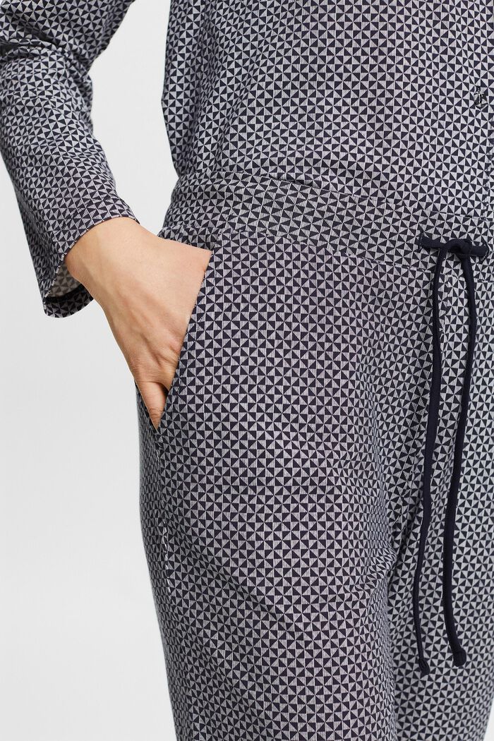 Printed jersey trousers with lace, NAVY, detail image number 2
