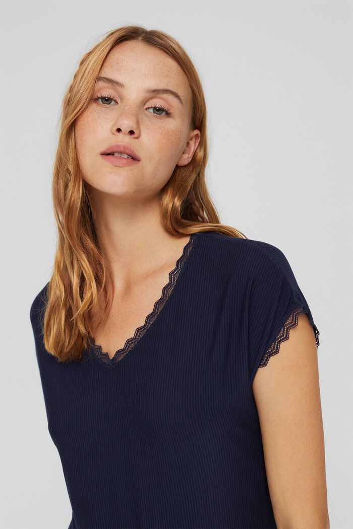 Nightdress with lace, LENZING™ ECOVERO™, NAVY, detail image number 5