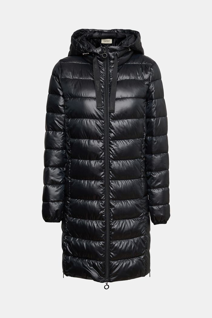 Quilted coat with detachable drawstring hood