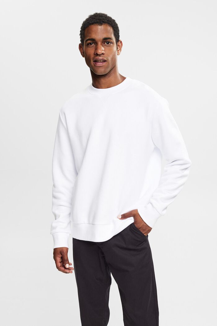 Recycled: plain-coloured sweatshirt, WHITE, detail image number 0