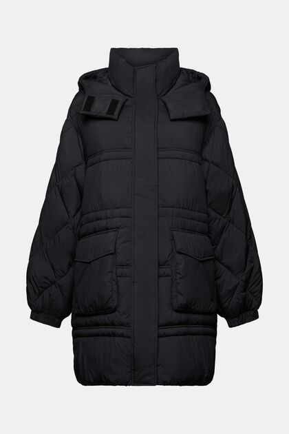 Recycled: quilted coat with hood