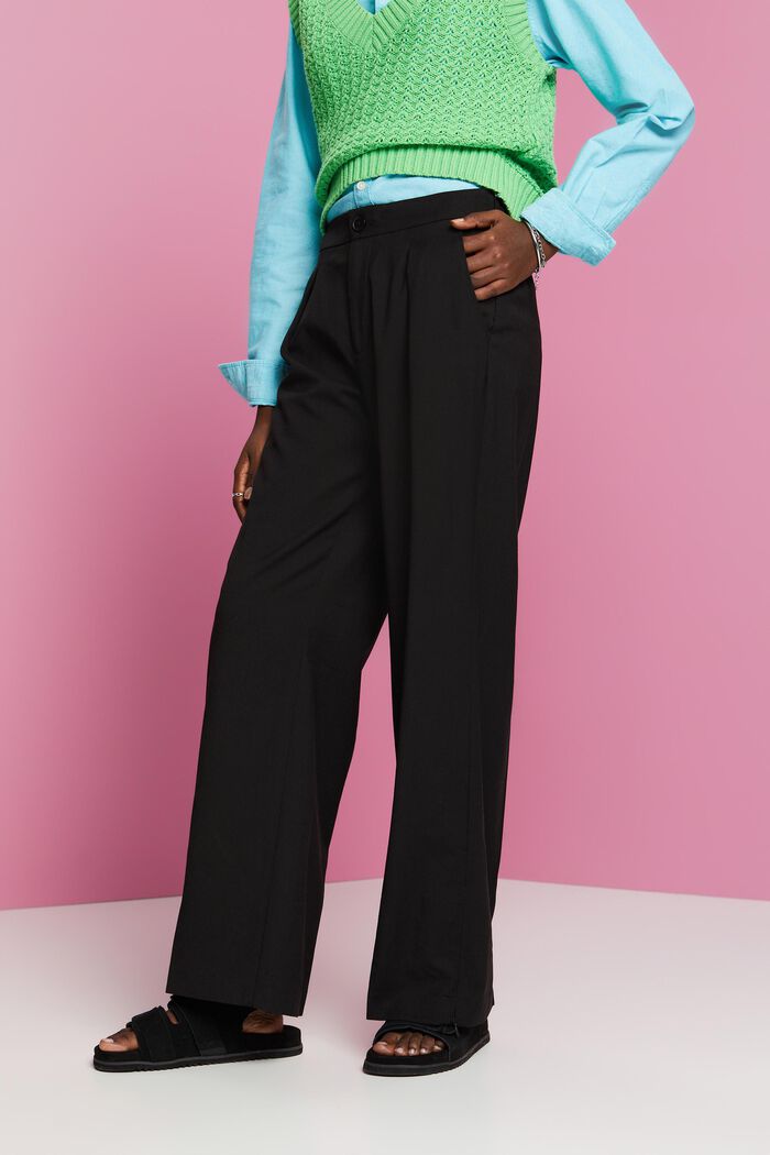 Split hem trousers with zip, BLACK, detail image number 0