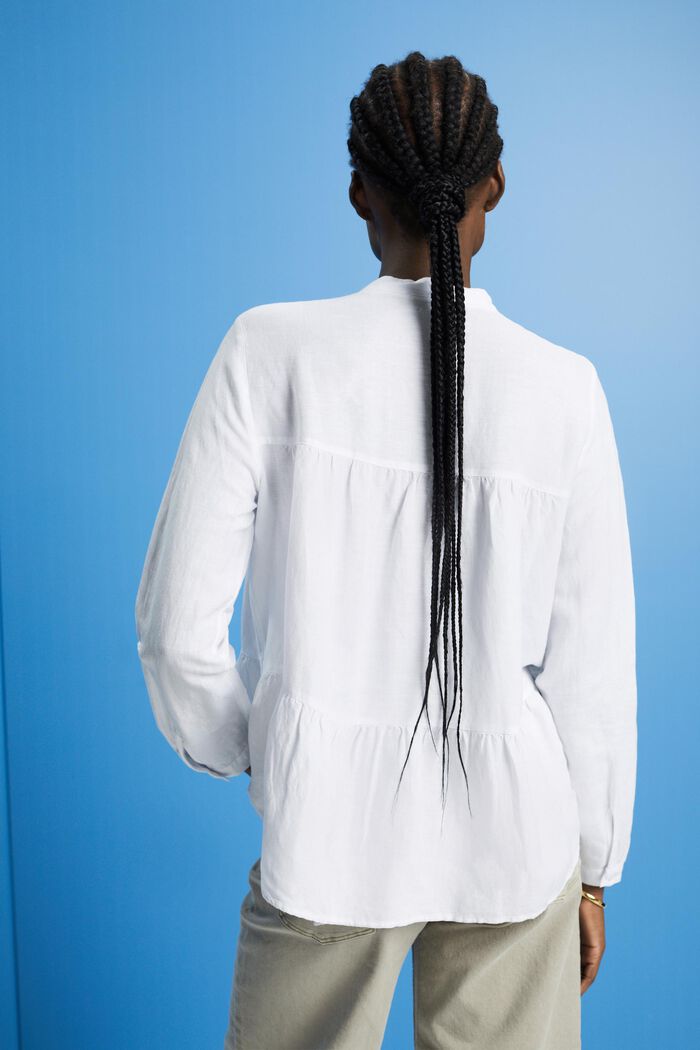 Linen blend blouse, WHITE, detail image number 3