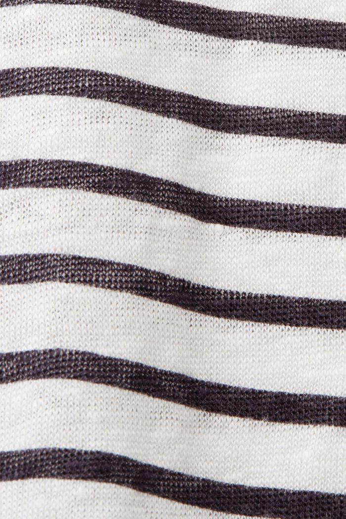 Striped Linen T-Shirt, BLACK, detail image number 4