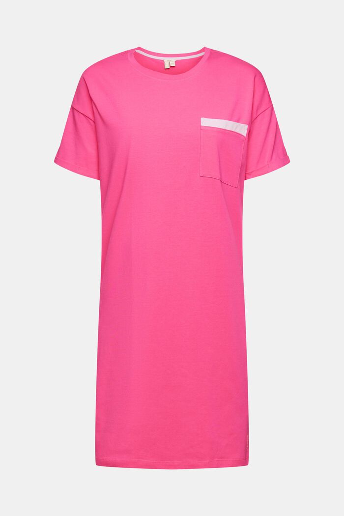 Nightshirt with a breast pocket, PINK FUCHSIA, overview