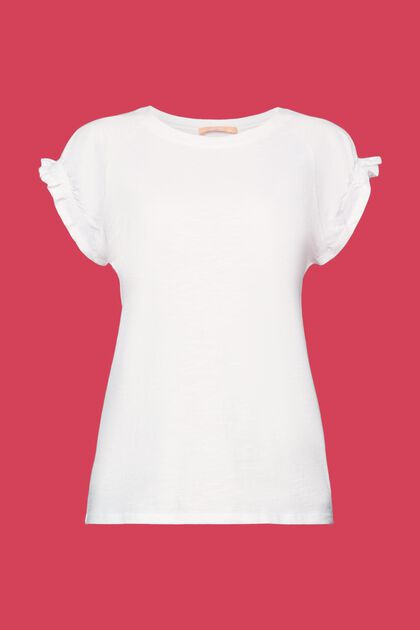 T-shirt with ruffled sleeves, 100% cotton