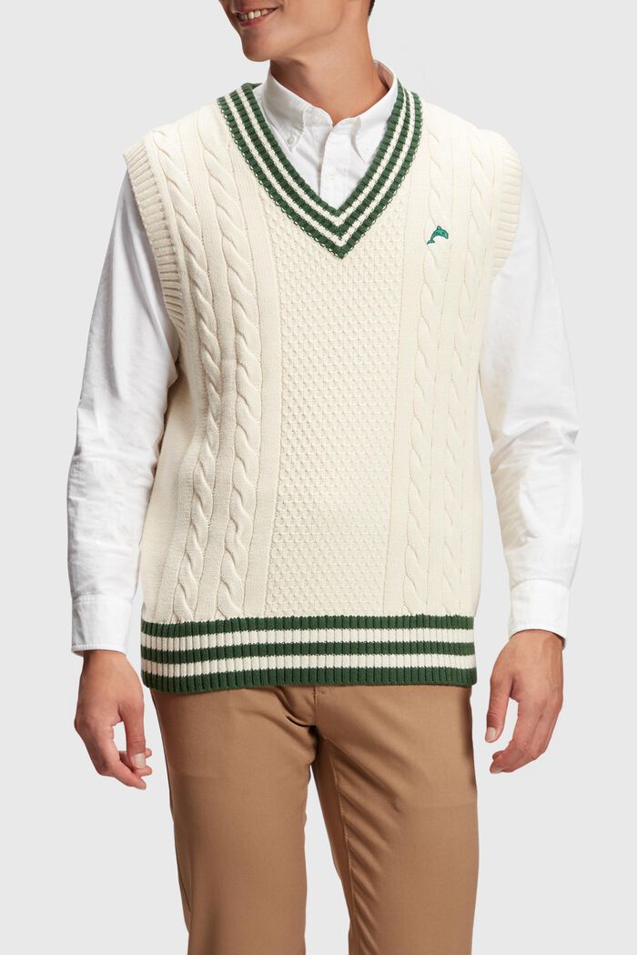 College sweater vest, BEIGE, detail image number 0
