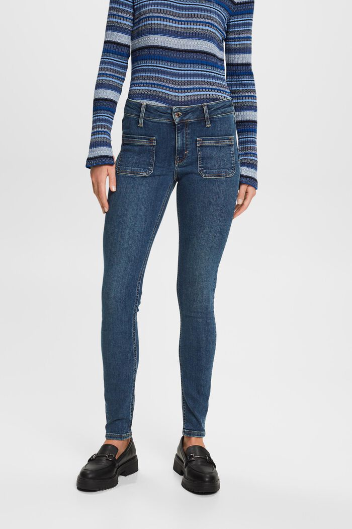 Skinny Mid-Rise Jeans, BLUE DARK WASHED, detail image number 0
