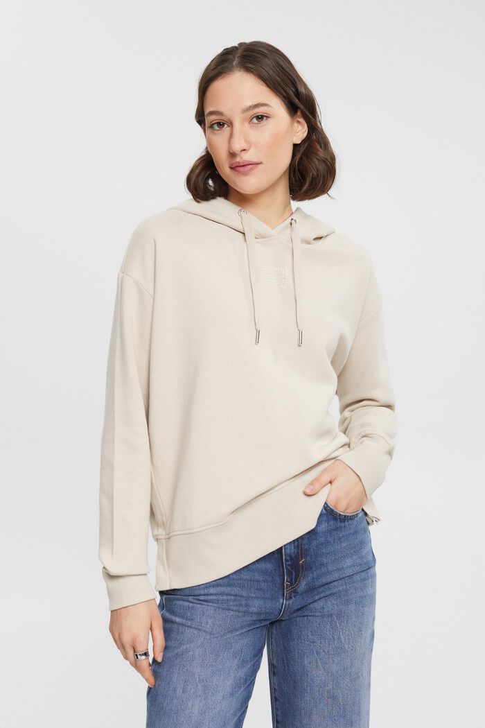 Hoodie with zip sides, LIGHT TAUPE, detail image number 0