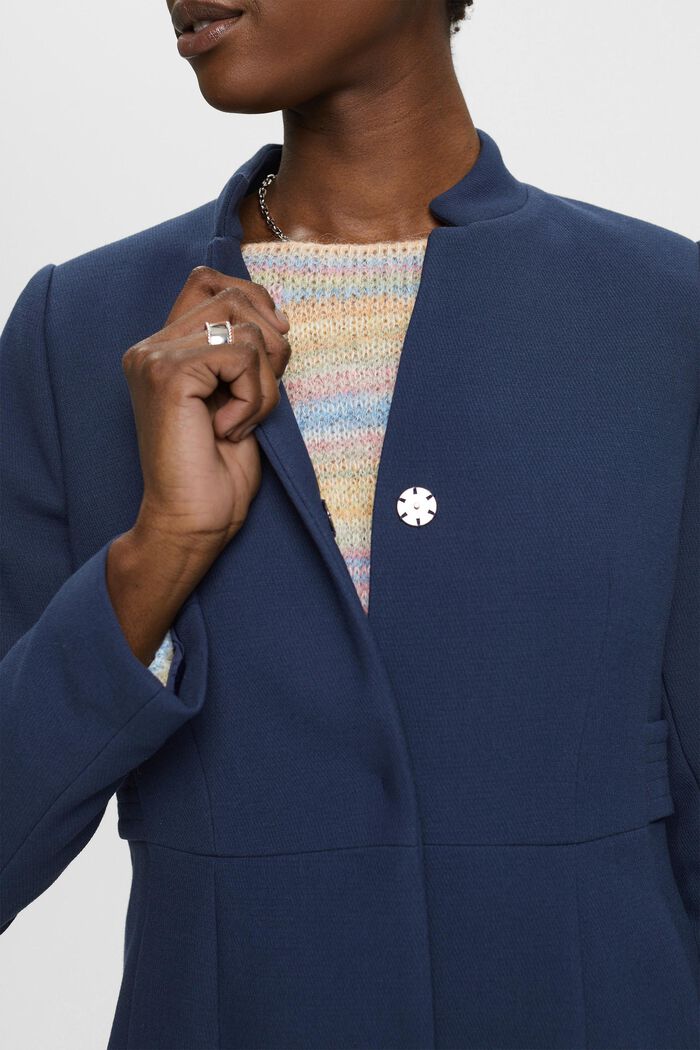 Waisted coat with inverted lapel collar, NAVY, detail image number 2